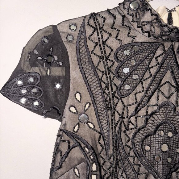 Alice and Olivia Viktoria High Neck Beaded Top Women's Size 2 - Picture 4 of 13